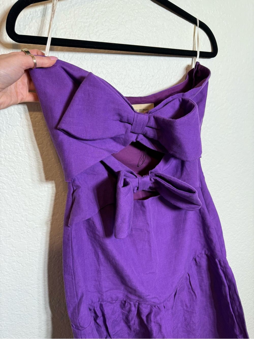 Adriana Degreas fantasy Strapless Purple Midi Dress with Double Bow Cutouts - Picture 6 of 8